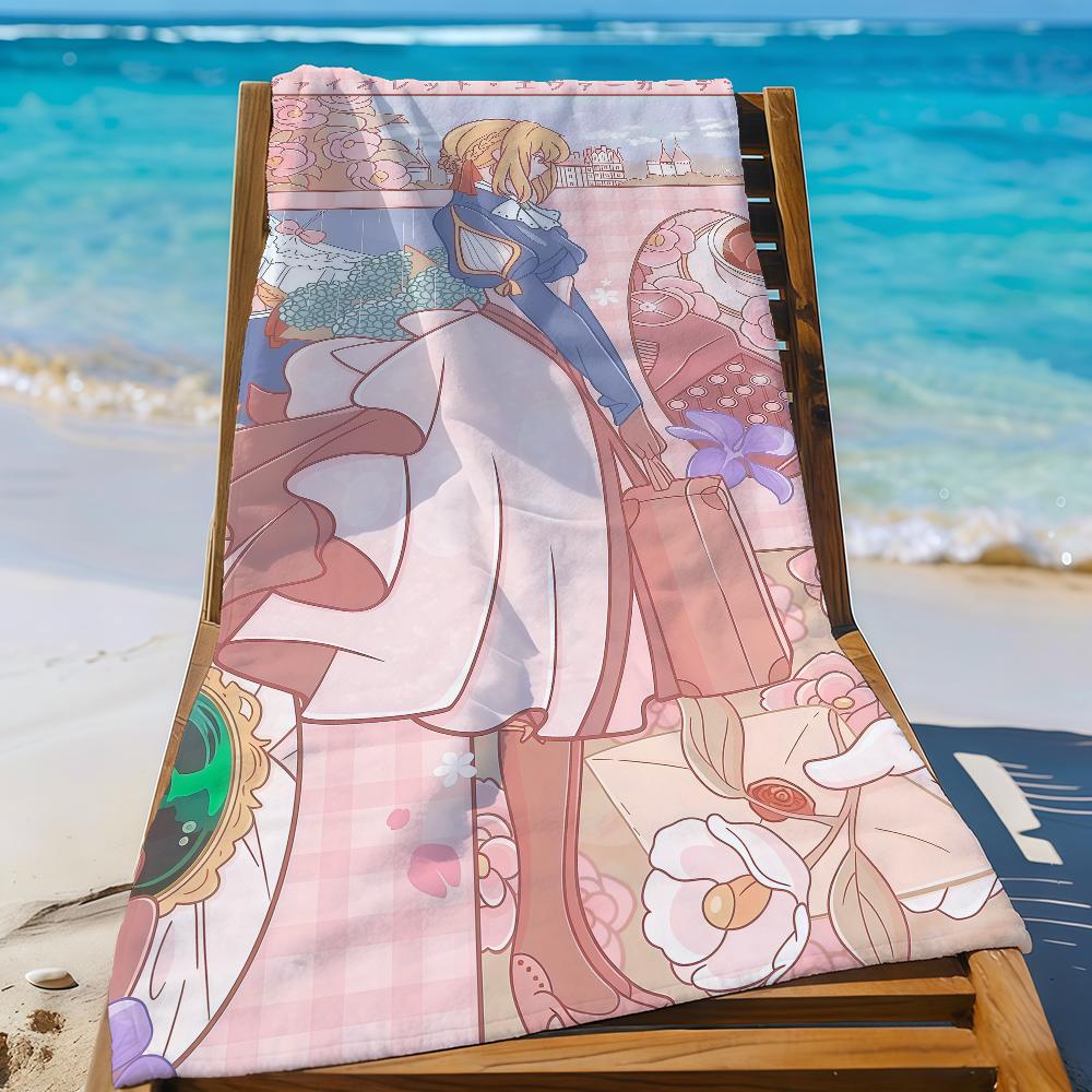 Anime V-Violet E-Evergarden Towel Sports Quick Dry Travel Camping Gear Sandproof Soft Light Large Beach Towel