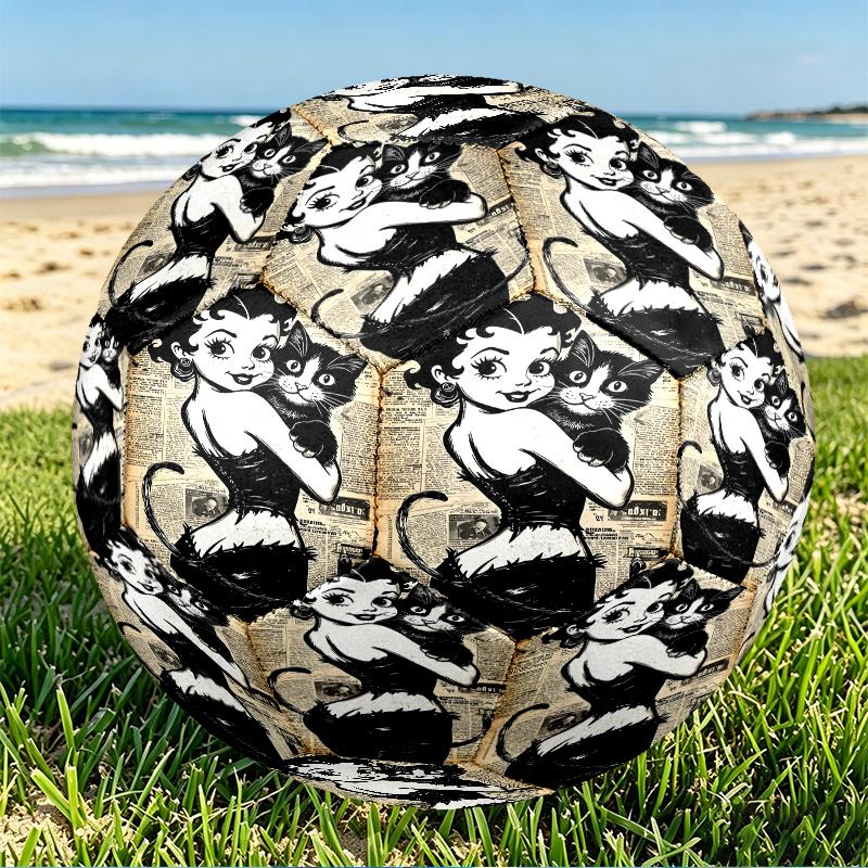 Betty Boop Print Size 5 Soccer Ball, PU Wear Resistant Football for Match Training and Daily Practice, Birthday Gift for Soccer Fans