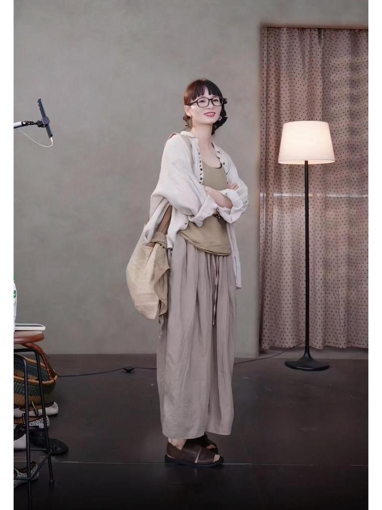 Summer Retro Slimming Linen Lapel Shirt for Women