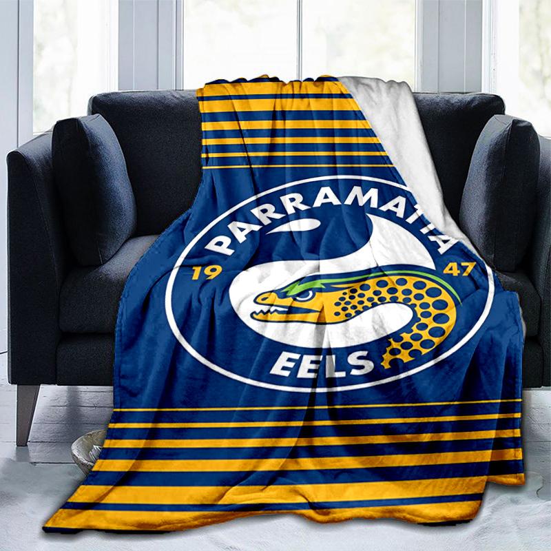 Parramatta Eels Team Crest Blanket Suitable for Sofas, Beds, Offices, And Camping - Perfect Gift for Halloween Christmas
