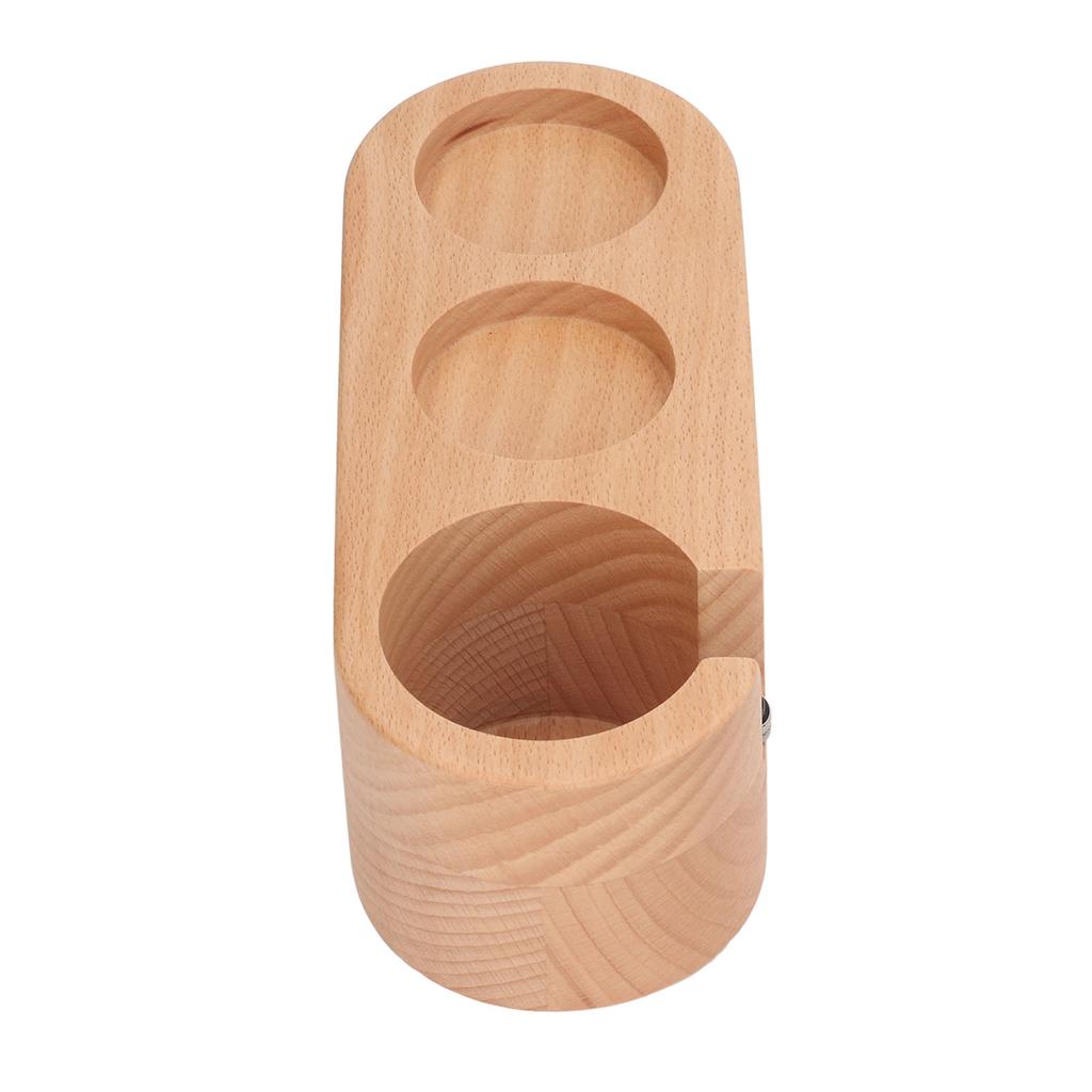 Drewniany Uchwyt na Filtr do Kawy i Ubijak 3 Otwory Zapobiegający Ślizganiu Drewniana Mata pod Ubijak Stacja Ubijaka Drewniana