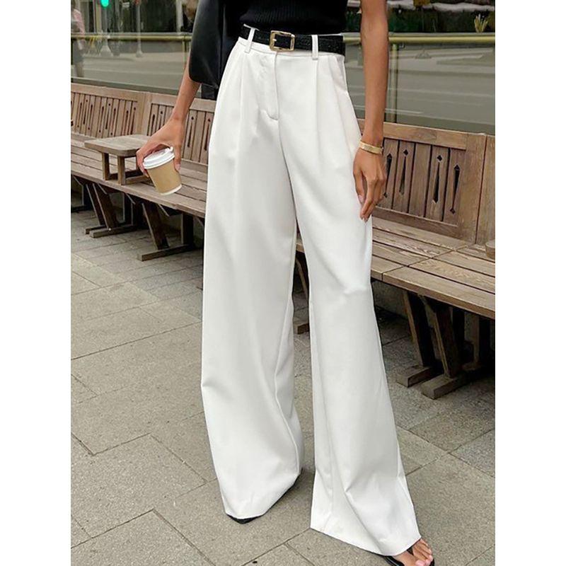 and Winter New White High Waist Wide-leg Pants Temperament Commuter Versatile Trousers 2025 Women Fashion European and American Leisure Pants women