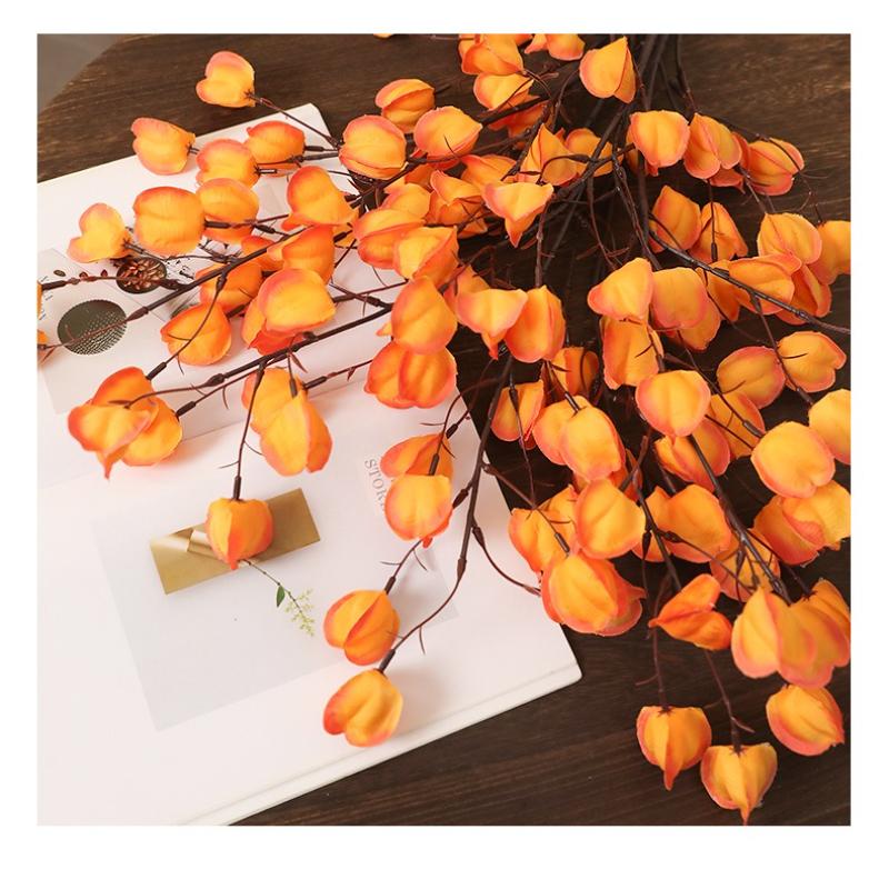 3pcs Artificial Flowers 100cm Silk Girl Fruits Branches Restaurant Decoration Simulation Autumn Lantern Fruit Green Plants