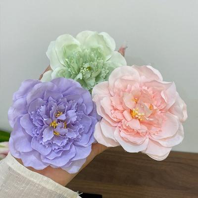 Fashion 9cm Peony Flower Heads DIY Artificial Flower Hair Clips Silk Hair Accessories Party Supplies