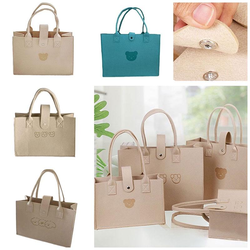 New Trendy Felt Bear Tote Bag Large Capacity And Minimalistic Design