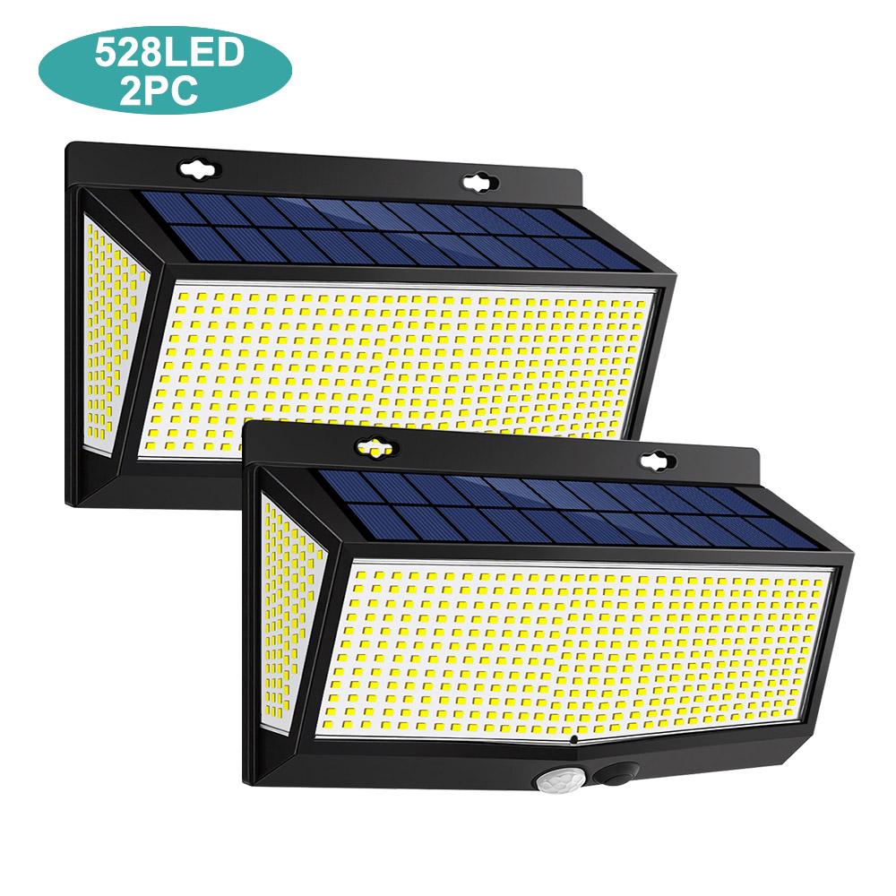 1-2PC Solar Security Lights 176/528 LED Solar Motion Sensor Lights Outdoor IP65 Waterproof Wall Lights Garden Patio Yard Garage