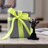 Yoga Giraffe Sculpture 3D Printing Ornament, Meditating Pose Statue, Matte Cross-legged Model Black Cool Texture Decorative for Home Desktop