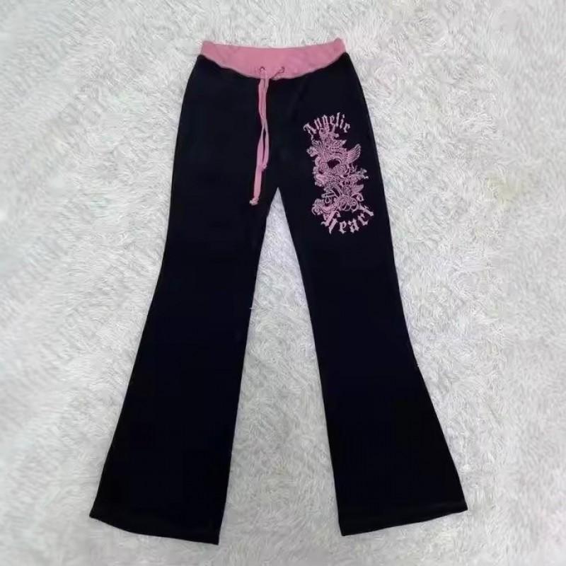 Womens Street Style Slim Fit Printed Casual Pants Elastic Waist Trousers