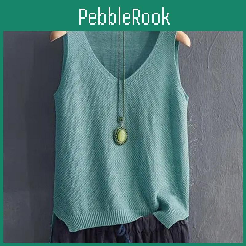Oversize Undershirt Vest Women Sleeveless Vintage Loose Sweater Vest Linen Casual Vneck Vest