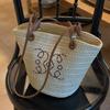 Bag women's new summer versatile straw woven shoulder bag casual woven bag beach vacation bucket bag