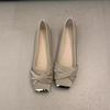 Meitajia Spring and Autumn 2025 New Design Sense Square Head Flat Bottom Low Heel Single Shoes Women's Skirt Temperament Flat Shoes