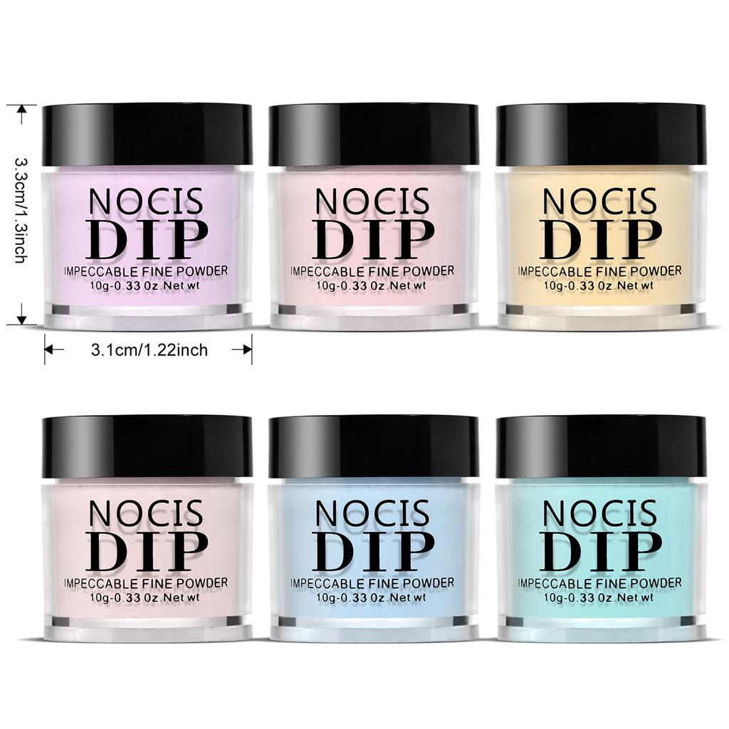 NOCIS 6 Farger Negledyppepulversett Neglekunst Dyppepulversett Hurtigtørkende Ingen UV LED Neglelakklampe Nødvendig for DIY Salong