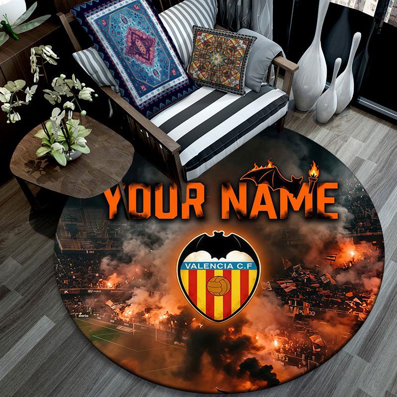 Custom Name,Valencia CF pattern round rug,Carpet Rug for Living Room Bedroom Playroom ,Non-slip Floor Mat,Holiday Gifts and Birthday Gifts.