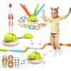 3 In 1 Electric Skipping Rope Toy for Kids Toddlers Rocket Launcher Ring Toss Toy Dinosaur Toy with Music Remote Control Outdoor Play Goods Indoor