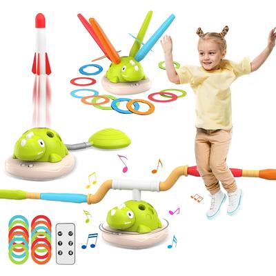 Elektryczna skakanka zabawka dla dzieci i rakietowy pierścień zabawka dinozaur z muzyką i pilotem idealna na zewnątrz wewnątrz park rodzinny popularna zabawka dla chłopców i
