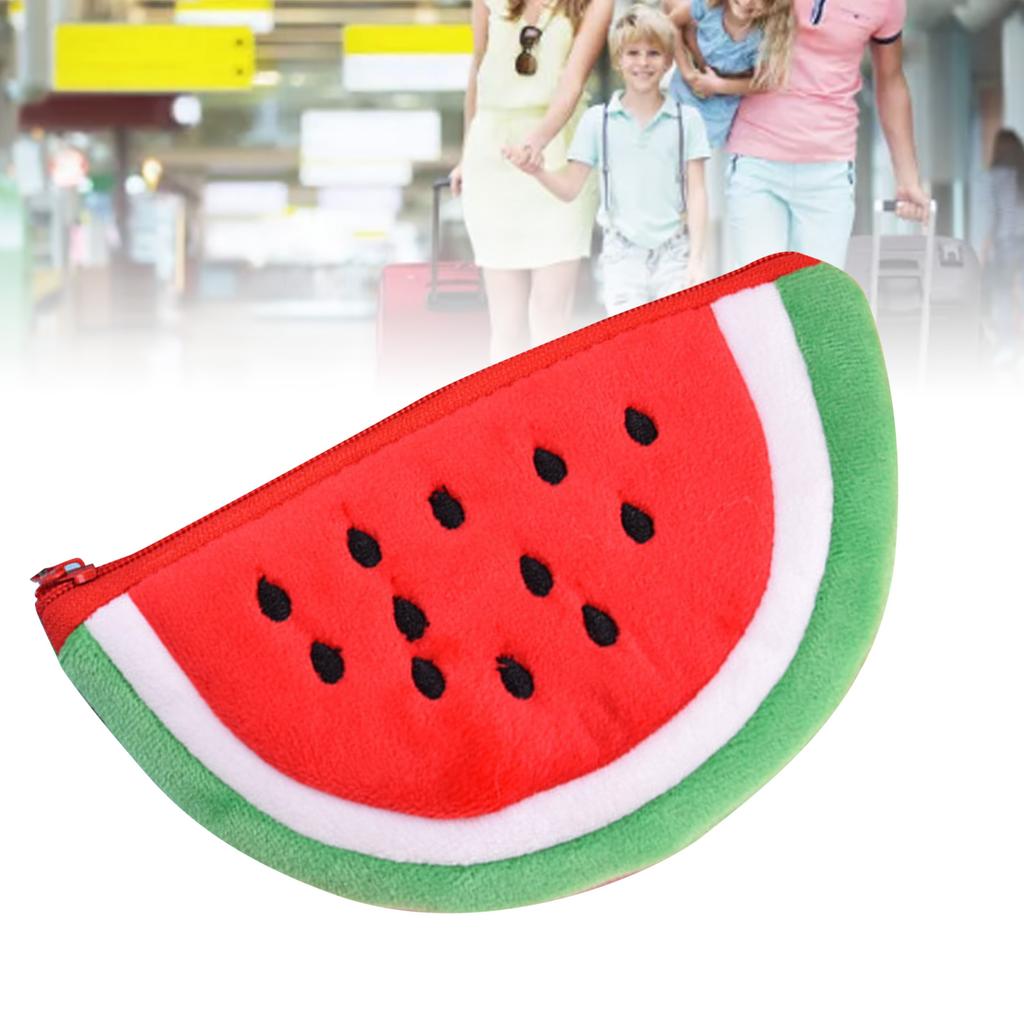 Watermelon Change Pouch Cute Fun Design Soft Plush Mini Purse for Lipsticks Earbuds Charging Cable