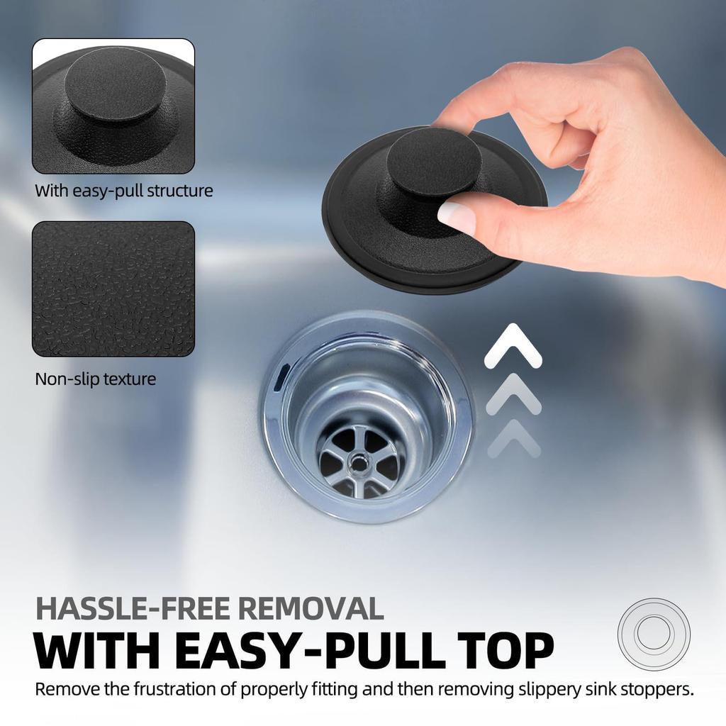 Black Rubber Sink Stopper: Ideal for InSinkErator STPPL Garbage Disposal
