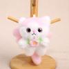 Cute Elf Cat Plush Doll Pendant Keychain Soft Skin-Friendly Plush with Wings And Floral Accent Portable Bag Charm Gift for Kids Cat Lovers