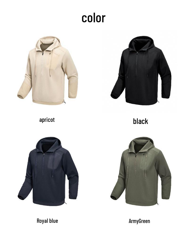 Men's Outdoor Half-Zip Hooded Sweatshirt - APH Series, Long Sleeve for Autumn & Winter Warmth, Bird House Style