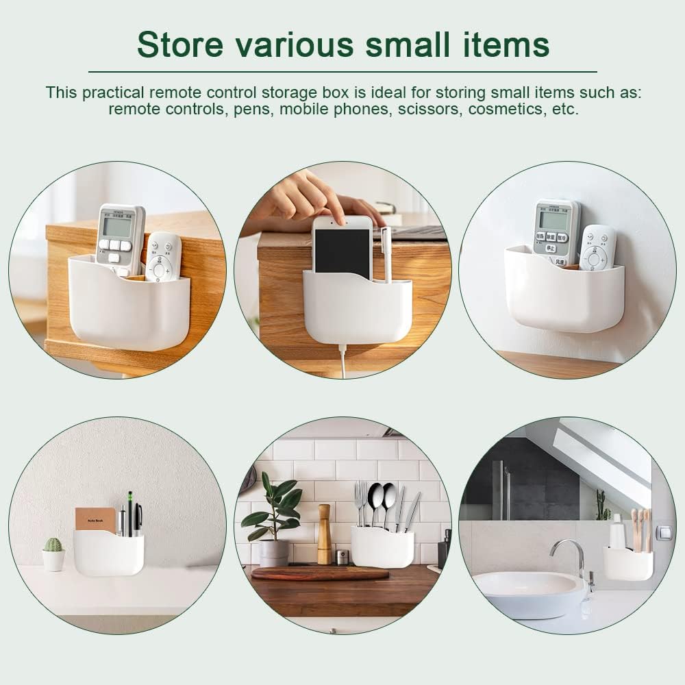 1/2PCS Punch Free Wall Mounted Organizer Storage Box Remote Control Mounted Mobile Phone Plug Wall Holder Charging Multifunction
