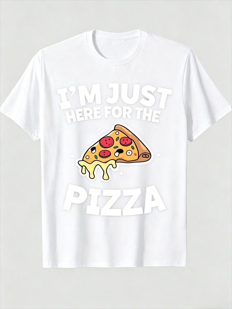 Im Just Here For The Pizza Playful Pizza Slice Printed TShirt Unisexs Printed TShirt 220g 100