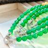 High Quality Autumn And Winter Maillard Style Natural Vitreous Green Chalcedony Agate Buddha Male Sweater Chain Necklace