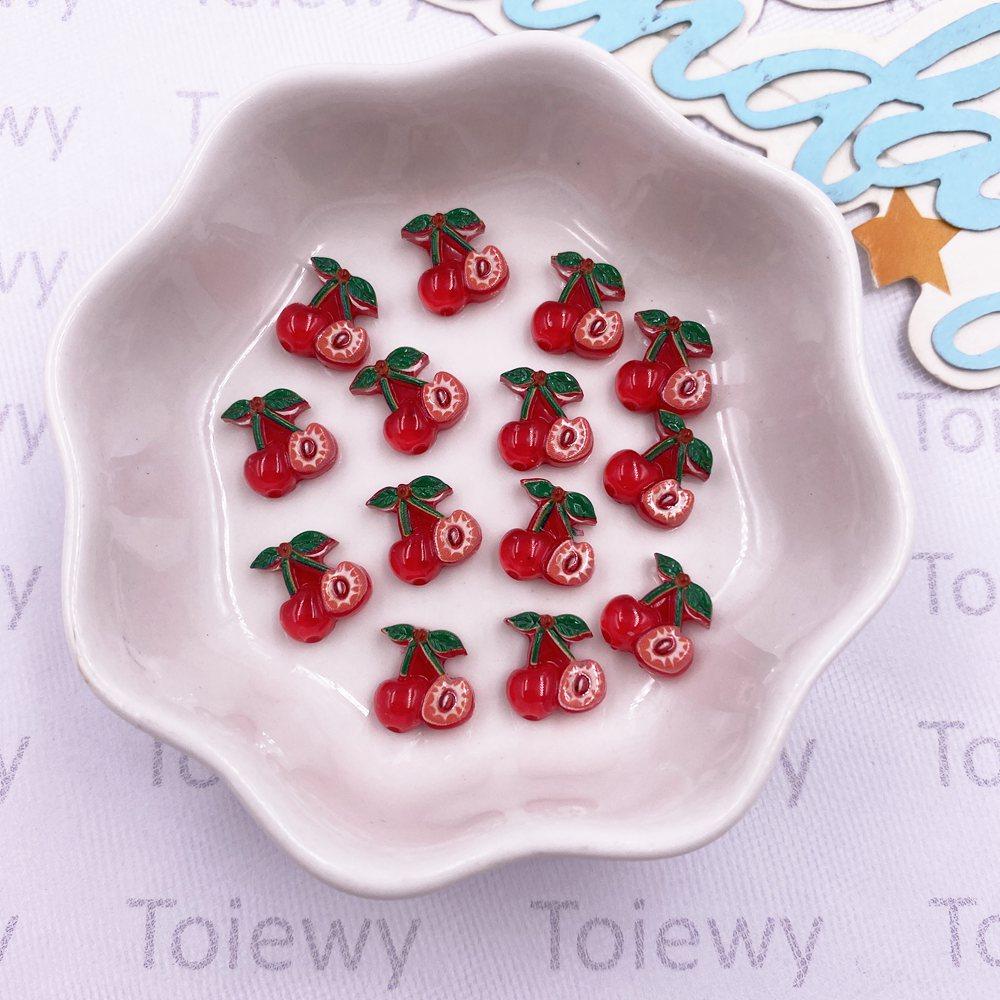 50pcs Resin Colorful Litchi Watermelon Cherry Lemon Strawberry Fruit Nail Art Flat Back Rhinestone Scrapbook DIY Jewelry Crafts