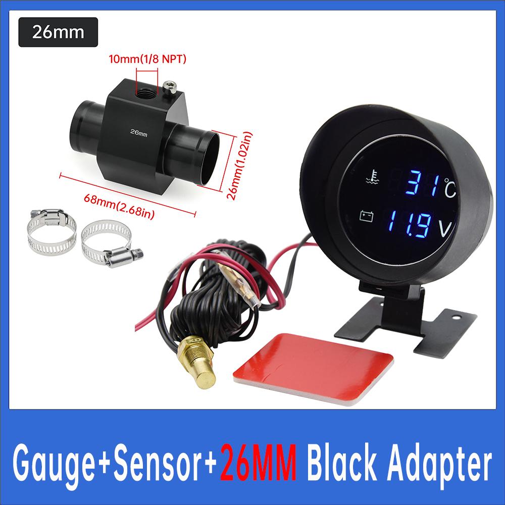 Car Water Temperature Gauge + Voltmeter With Water Temperature Sensor 2 In 1 LCD Car Digital Horizontal 12v 24v Accessories