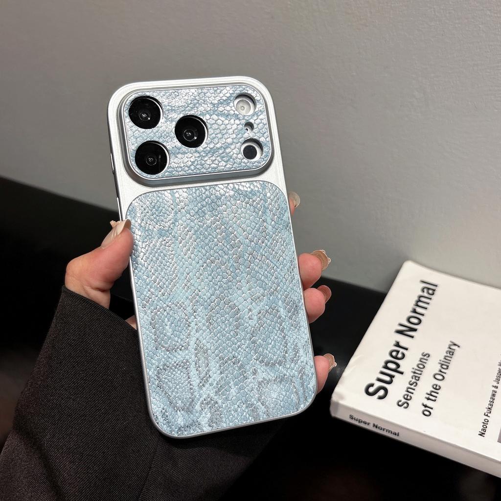 iPhone 17 Air 16 15 14 13 Pro Max İçin Premium İş Derisi Doku Desenli Telefon Kılıfı Kaplama Parlak Darbeye Dayanıklı Arka Kapak