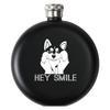 Black Stainless Steel Hip Flask Portable 5oz Round Wine Pot Laser Print Business Gift