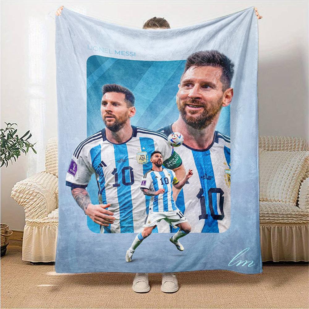 Football Messi Blanket Warmthful Decor Perfect for Office Chair Sofa Office for All Seasons Warmthful Decor Ideal Gift For Birthday Valentine'S Day