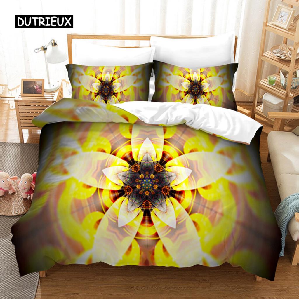 Trippy Duvet Cover Set Abstract Art Psychedelic Spiral In Vivid Rainbow Colors Bedding Set King Size Warped Space Quilt Cover