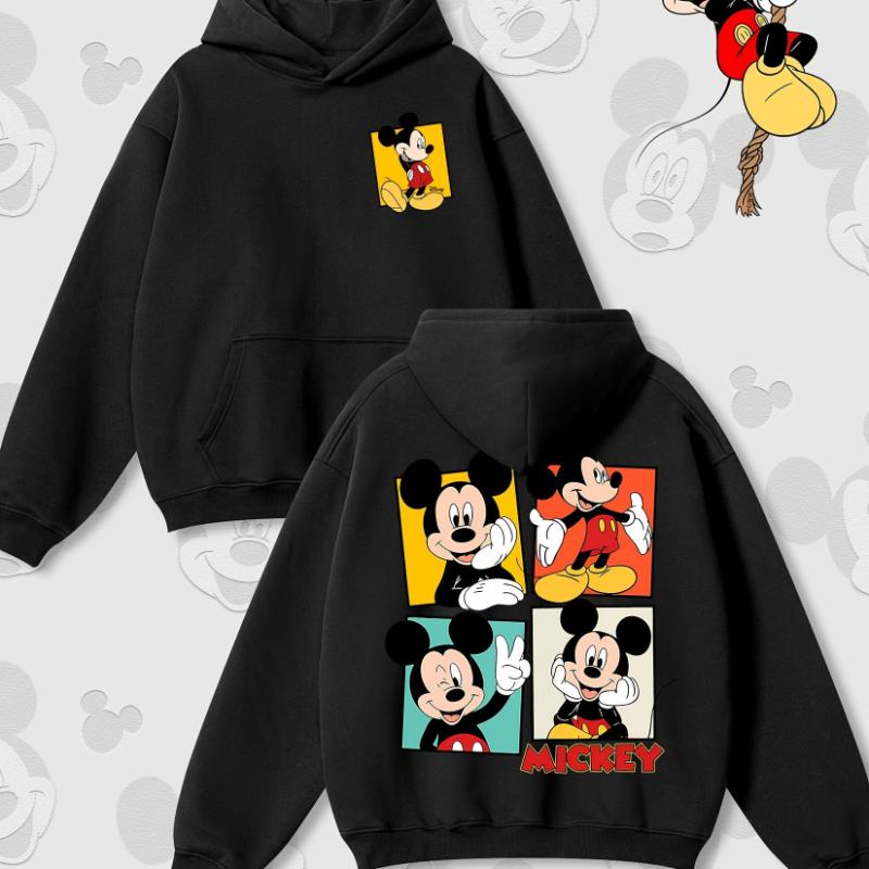 

Official Disney Mickey and Minnie Hooded Sweater Retro Mickey Mouse Ears and Classic Character Print Men s and Women s Tops 3XL