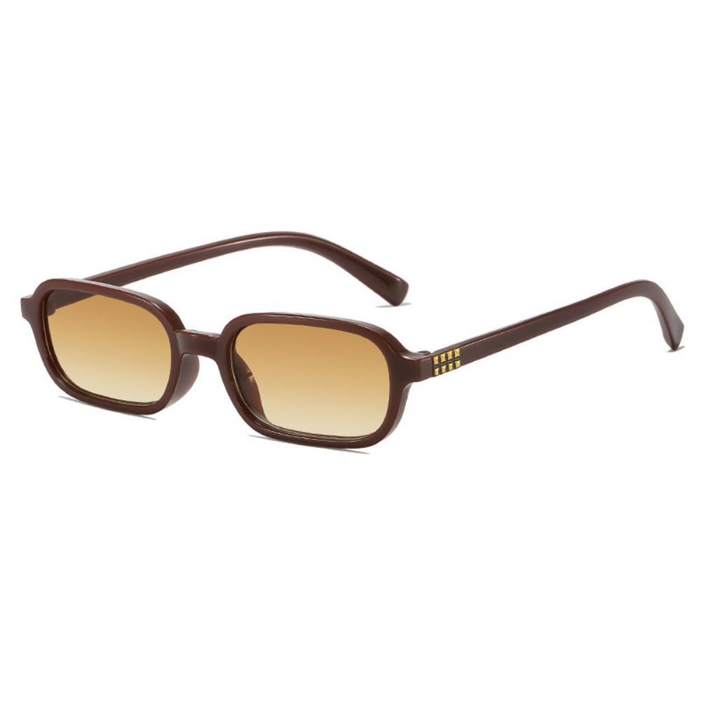 Uv400 Shades Trendy Small Frame Sunglasses Sunglasses Women Stylish Retro Rectangle Eyewear For Travel Beach Streetwear коричневый