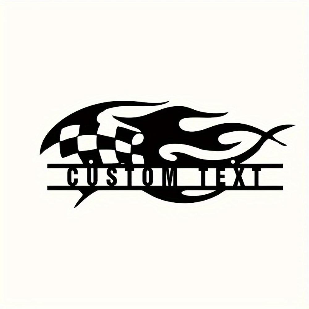 Metal Race Flag Wall Art Personalized Name Sign Home Decor Custom