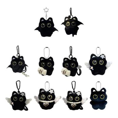 Portachiavi Gatto Peluche Ala Spettrale Stile Carino Adorabile Ciondolo per Borsa Materiale Morbido Regalo per Halloween Decorazione Natalizia