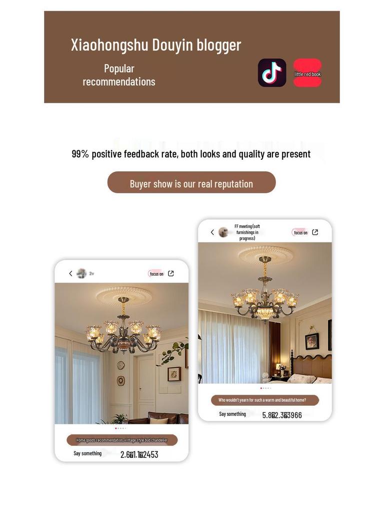 Modern Minimalist Copper Chandelier for Living Room, Restaurant, and Bedroom