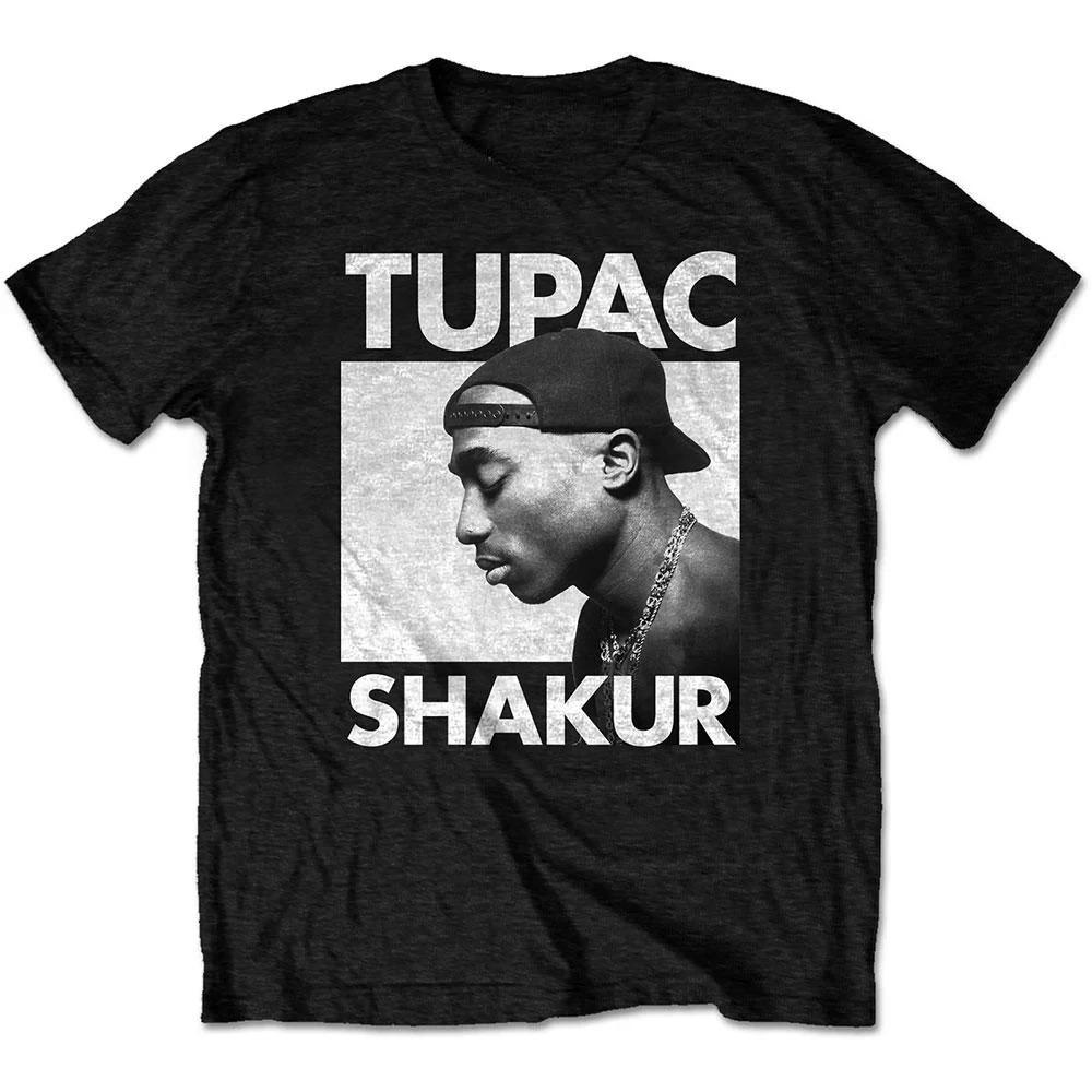 Tupac Shakur Portrait Vintage TShirt Pure Cotton Unisex Fan Tee Official 2Pac Hip Hop Printed Short Sleeve Streetwear Tshirt