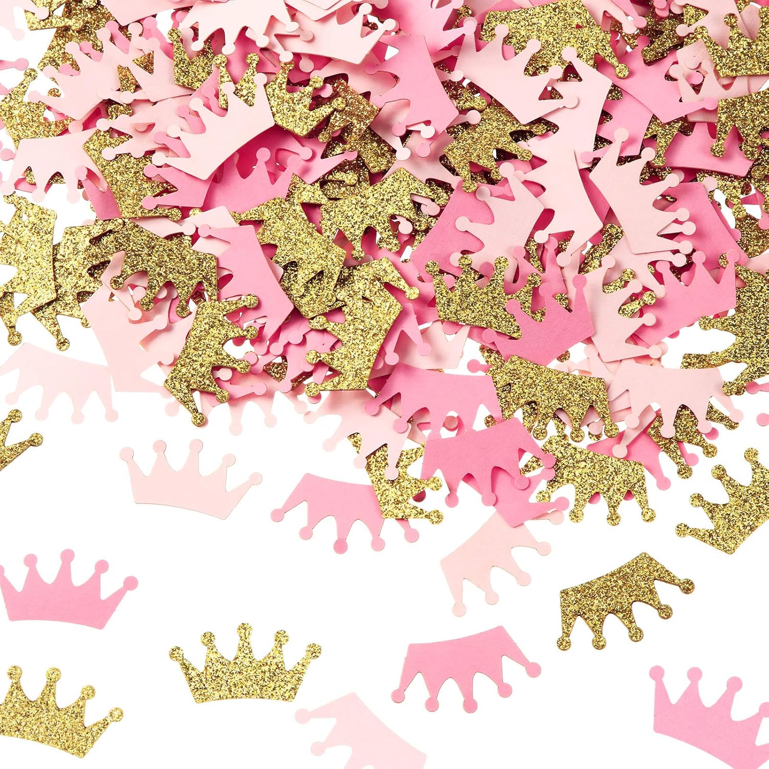 Sumind 300 Pcs Crown Confetti Gender Reveal Confetti Pink Gold Glittery Princess Prince King Crown Cutouts for Princess Party Decorations Baby Shower
