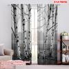 2D Flat Printing 2pcs Curtain Birch Tree Forest Photo Polyester Without Electricity Festive Holiday Perfect for Holiday