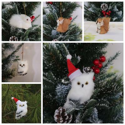 Niedliches Simulationsfell Simulation Eule Eichhörnchen Tierornament Hase Weihnachtsbaum Anhänger Weihnachtsgeschenke