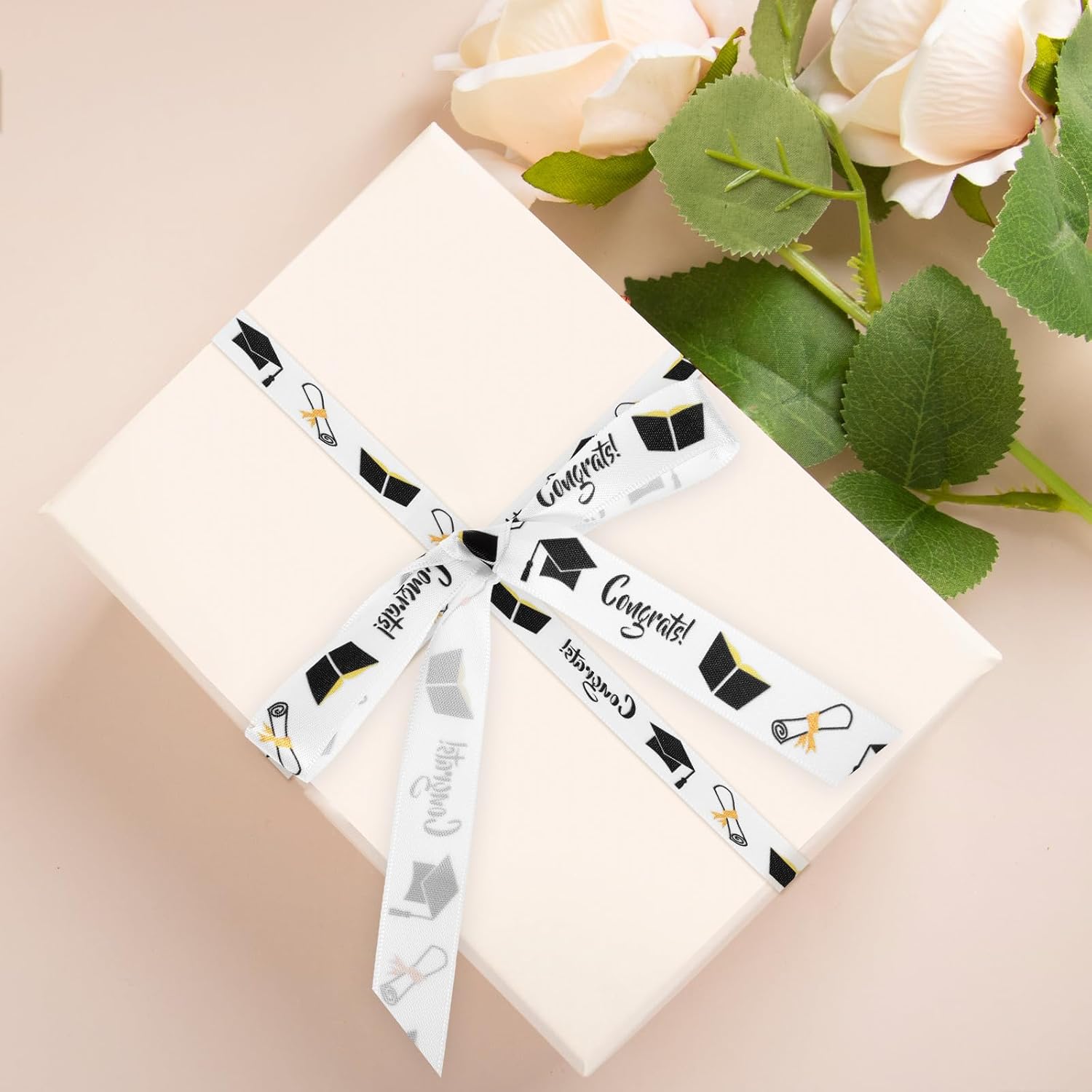 

LUOZZY 2 Rolls Class of 2025 Ribbon Roll Graduation Cake Ribbon Decorations Gift for Crafts (9M/Roll)