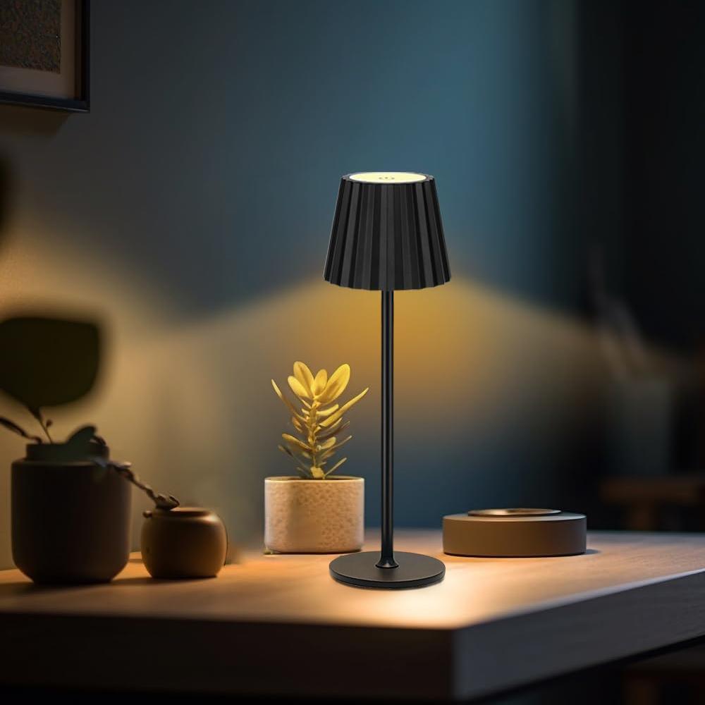 

Беспроводные настольные лампы Перезаряжаемые 2 Регулируемая высота Работающие от батареек 3-цветное затемнение Портативная светодиодная настольная лампа для декора спальни чёрный