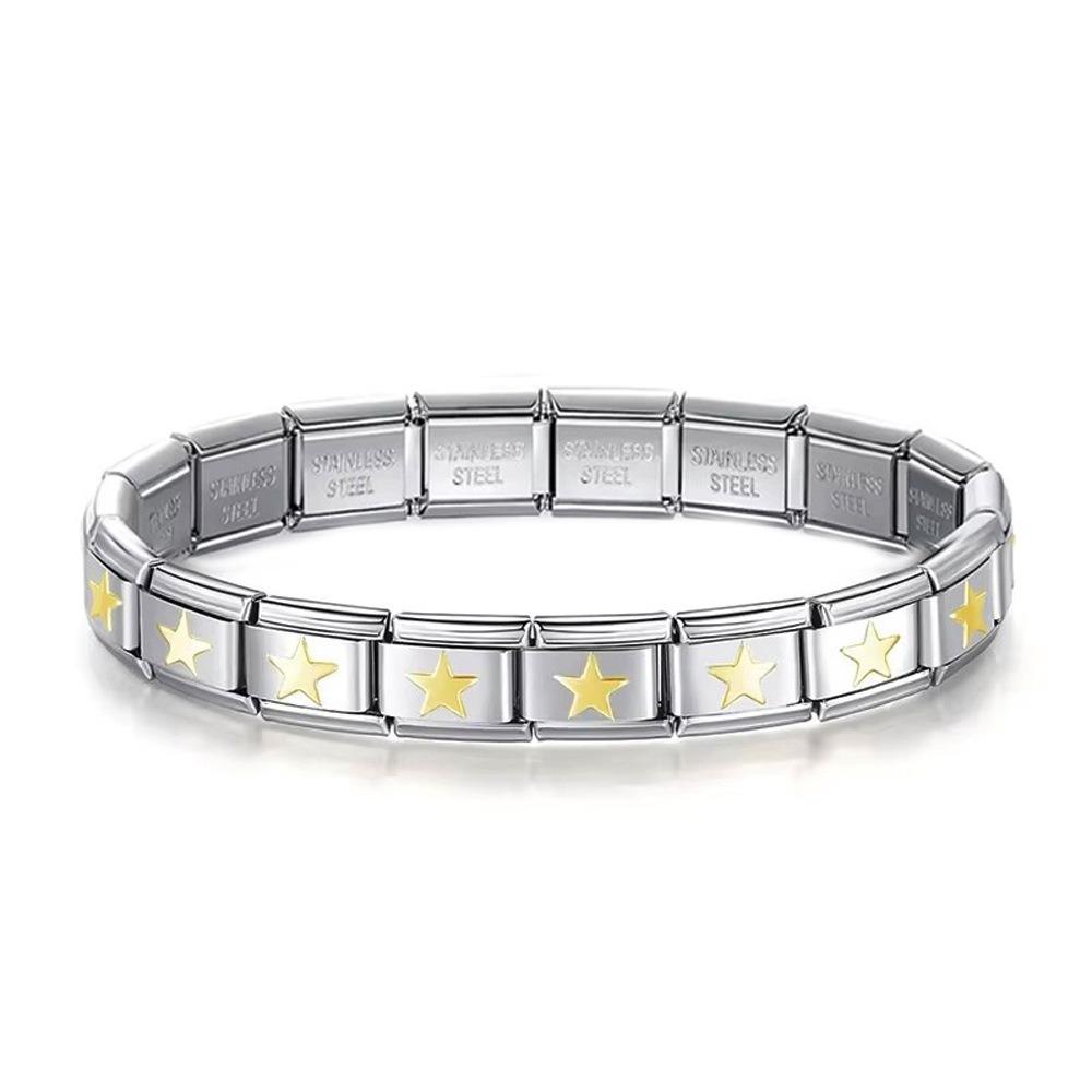 9mm Modulares Edelstahlarmband Quadratisch Elastische Handkette Geburtstag
