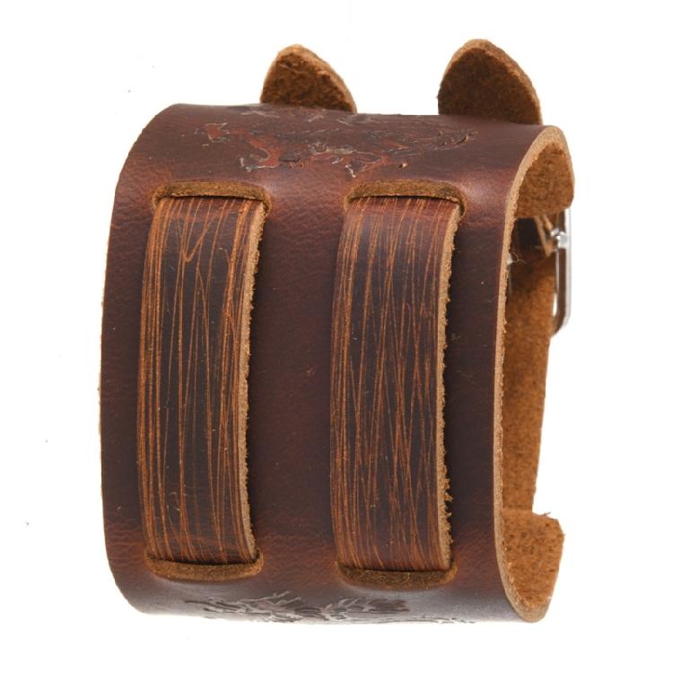 

Bold Textured PU Leather Armband CostumeJewelry Lightweight Comfortable Adjustable Closure Unisex Fashion Item коричневий