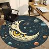 1PC Moon Space Owl Office Round Area Rug, Mat Suitable For Office, Under Office Chairs Bedroom Living Room Home Decor, Room Deco
