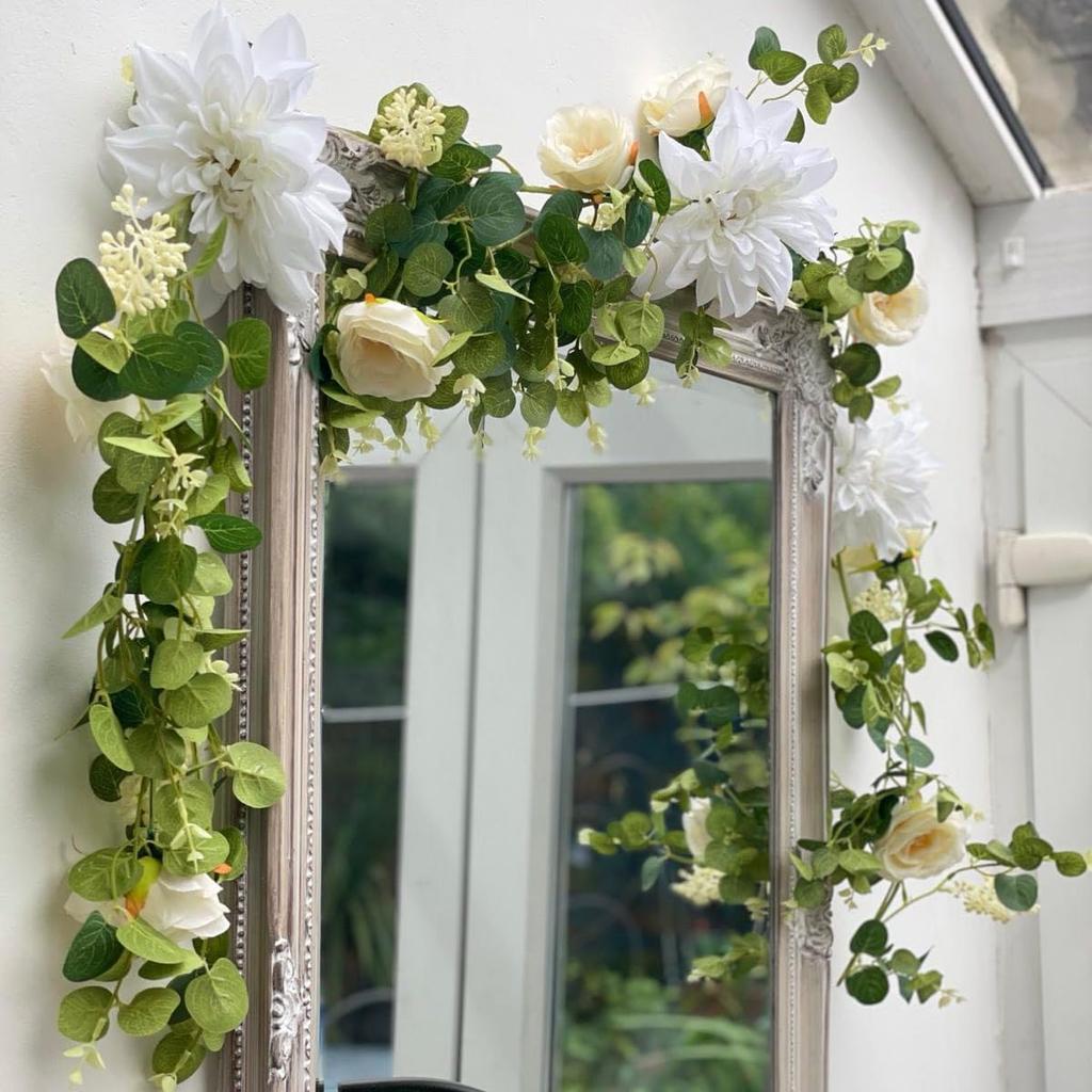 OrgMemory Garland Flower Artificial Plants Wall Hanging Wisteria Dahlia Artificial Flowers 180cm Wedding Ceremony Home Office Home Table Photography