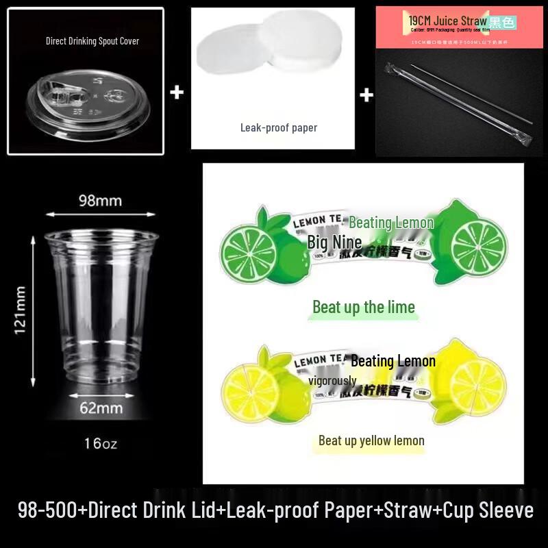 Trendiger Einweg-PET-Zitronenteebecher mit Direktdeckel