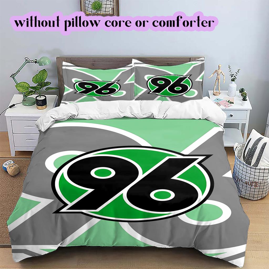 Hannover 96 Pattern Bedding Quilt Set Quilt Cover Pillowcase Home Decoration Birthday Gift (1 * Duvet Cover + 2 * Pillowcase, Without Core)