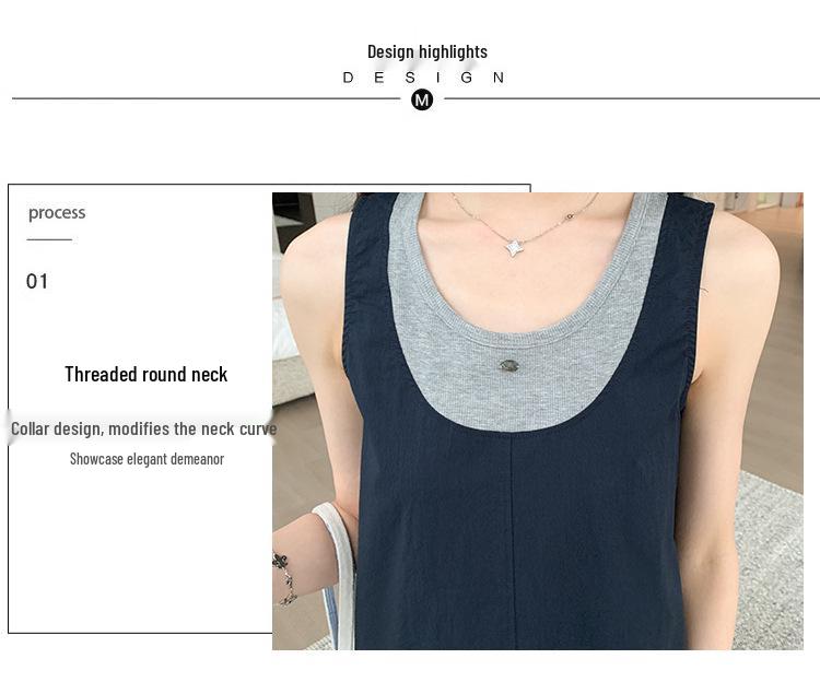 2026 Summer Sweet Maternity Sleeveless High-Waisted Vest Dress - Trendy Age-Reducing, Two-Piece Look